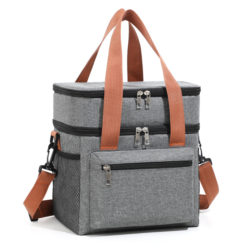 Cross-border best-selling double-layer lunch bag, Oxford cloth thickened portable fresh-keeping ice bag, aluminum foil meal bag, hand-held insulated bag