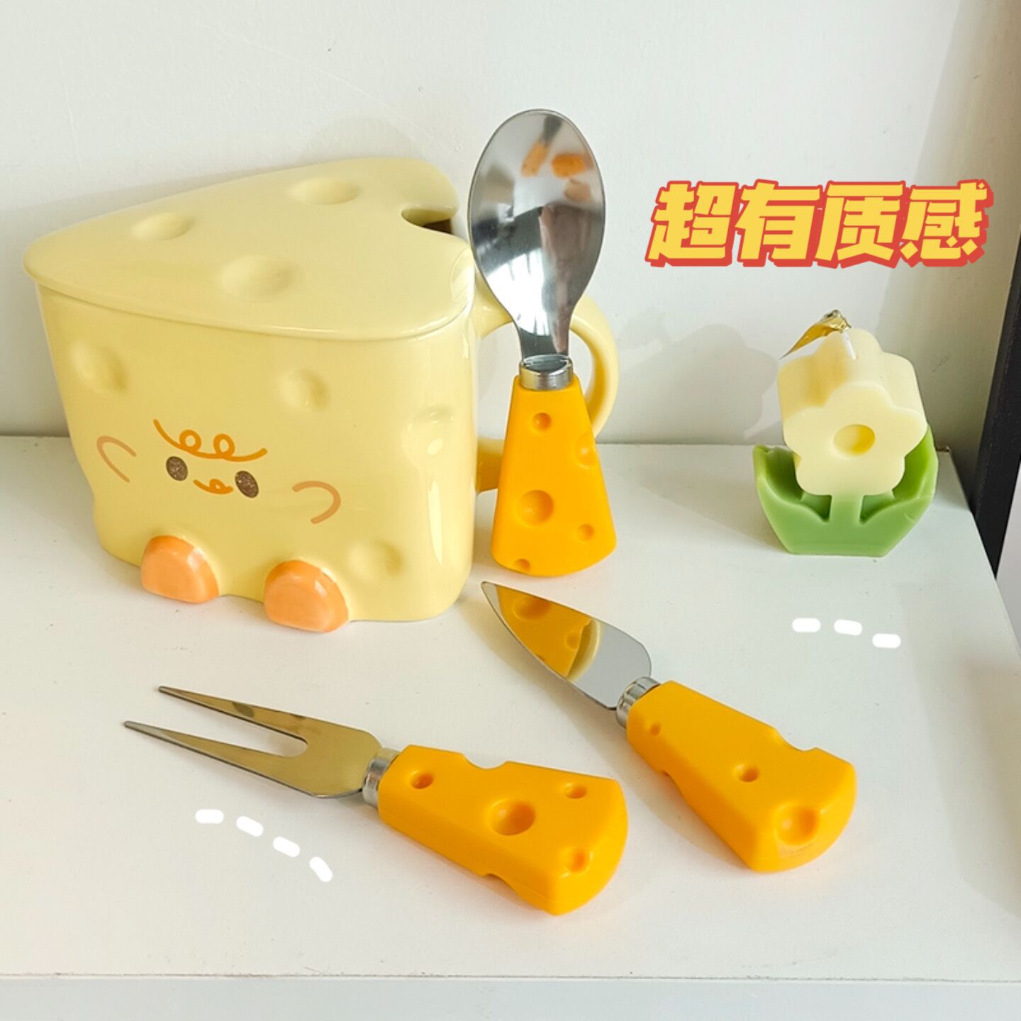 Cheese Cheese Fruit Knife, Fork And Spoon Set Cute Western Tableware Bread Dessert Small Fork Stainless Steel Small Spoon details Picture