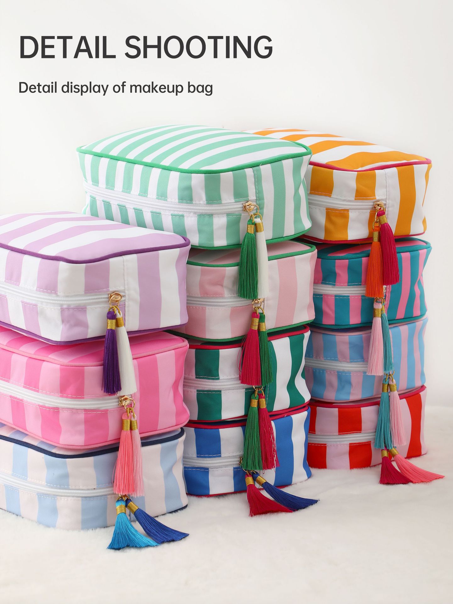跨境新款条纹化妆包简约清新化妆品旅行便携洗漱口红收纳包详情7