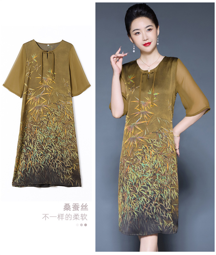 国潮妈妈夏装气质感洋气连衣裙50岁中老年女装高端中长款减龄显瘦裙子详情8