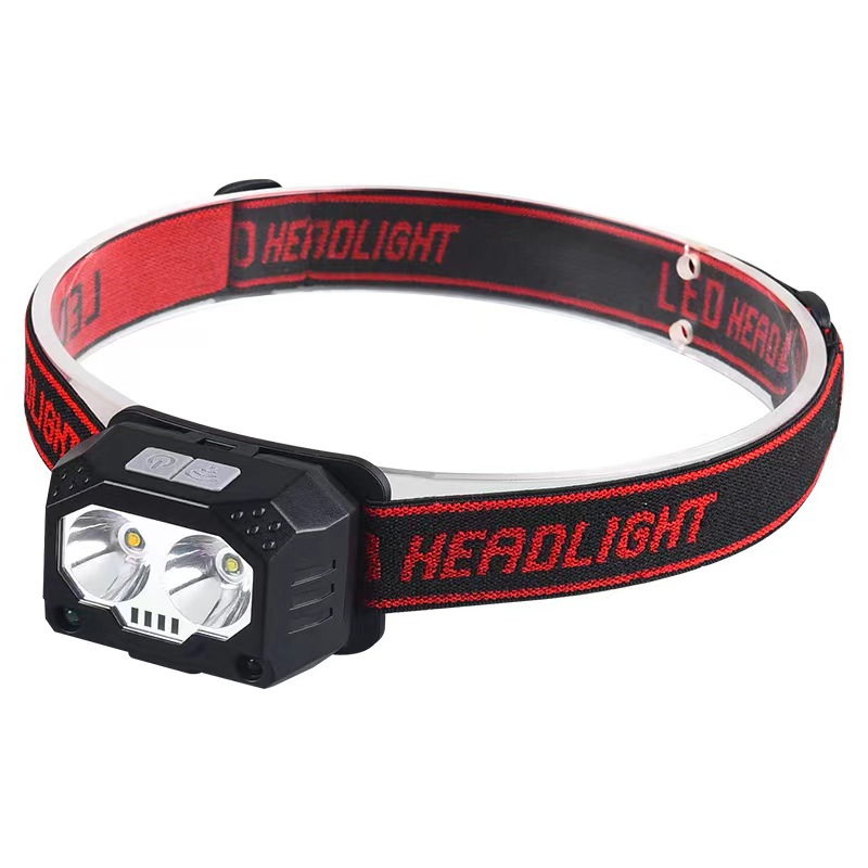 New dual-light source, hand-wave induction charging, multi-functional LED strong light, waterproof lighting, cycling and fishing headlamp flashlight Item Picture