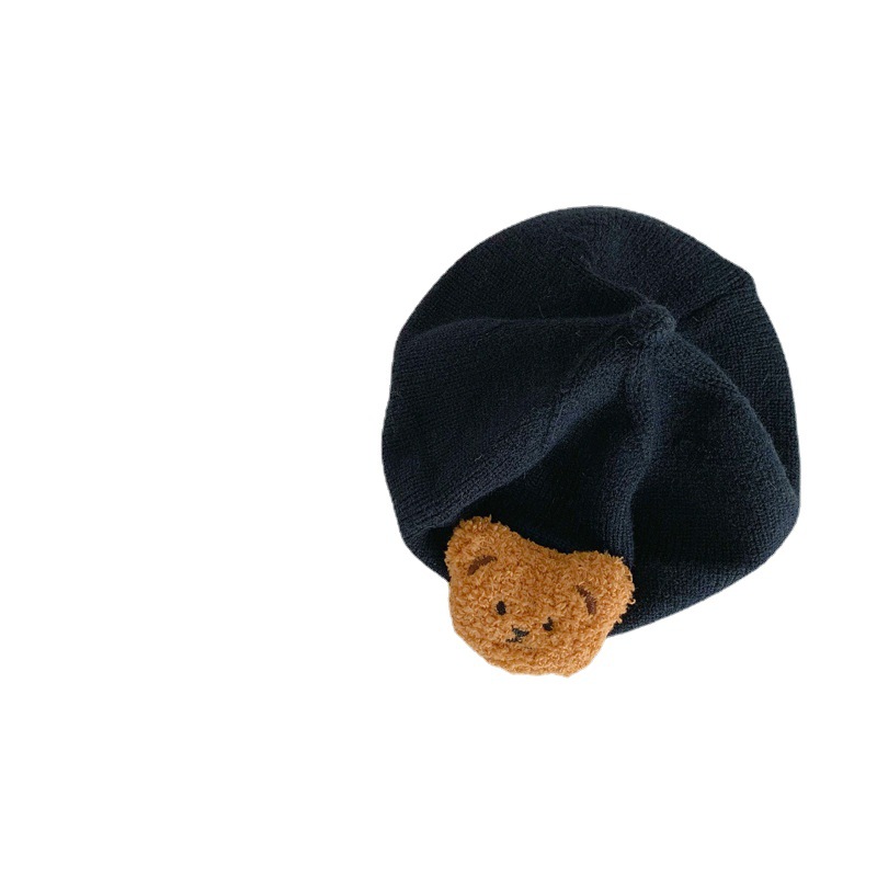 Korean version children's bear Belle hat, autumn and winter knitted hat, candy-colored painter hat, baby newsboy hat, baby woolen hat Item Picture