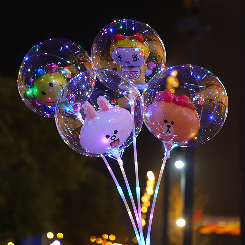 Tiktok red inflatable bobo ball flashing children's lights cartoon ball luminous balloon square stall supply wholesale full figure