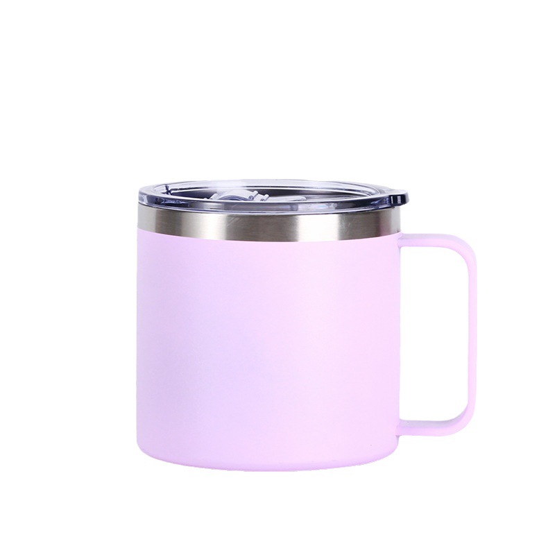 Cross-border 12oz and 14oz stainless steel handle cups, vacuum double-layer large-capacity insulated cups, household portable mugs Item Picture