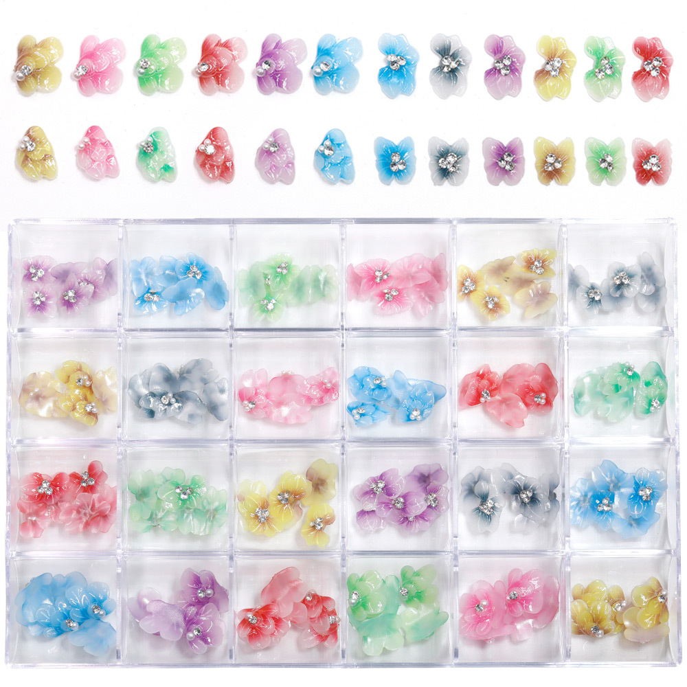Cross-border sales of three-dimensional butterfly 5D relief petal nail accessories carved gradient nail paste set nail nail nail