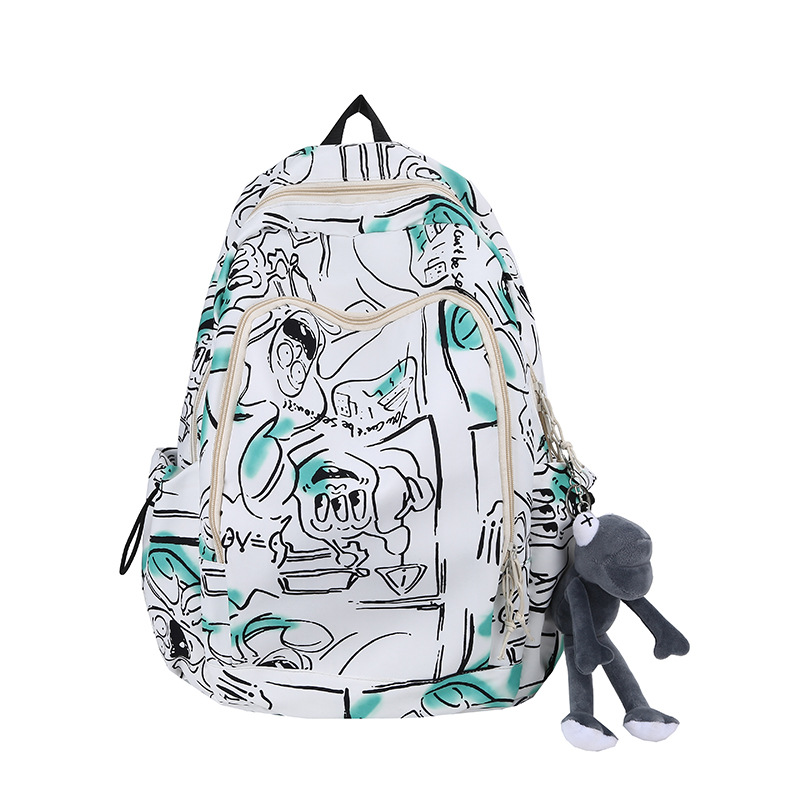 Backpack Female 2021 New Korean Version Of Fashion Personality Graffiti Ins Style Lovers Large Capacity Travel Student Schoolbag details Picture