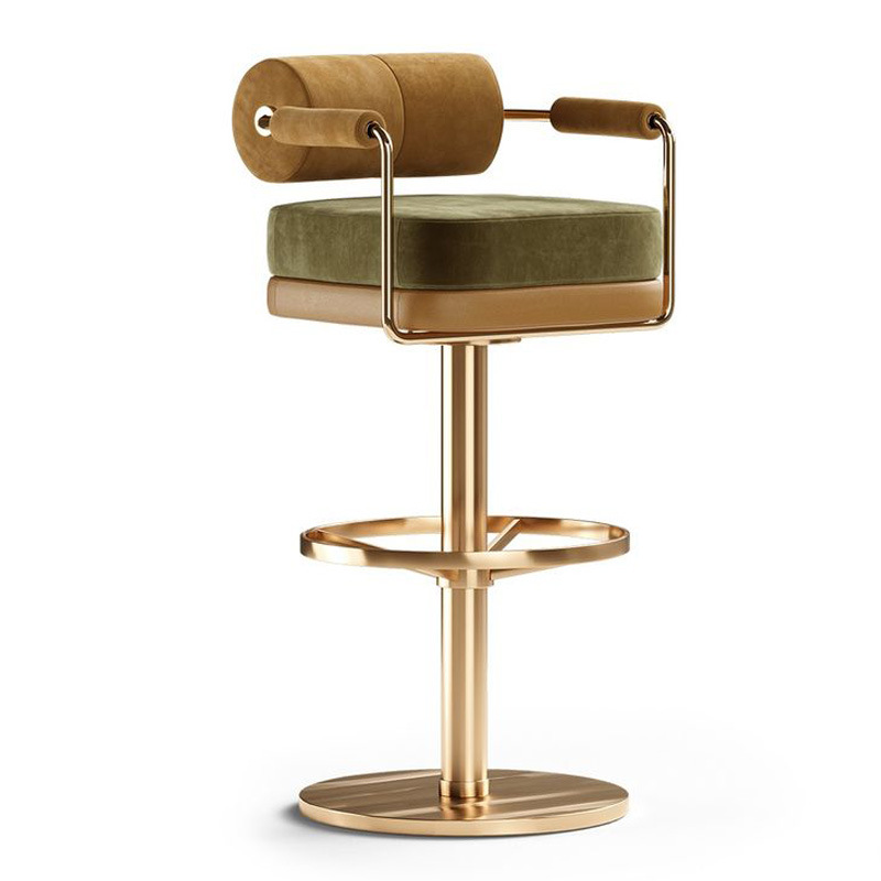 Simple, modern and light luxury bar chairs, Nordic rotating bar stools, Italian coffee shop high chairs, exquisite front desk bar chairs details Picture