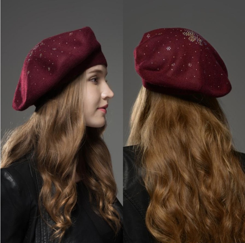 Other best-selling women's fashion items on Amazon, such as rhinestone knitted berets, stretch cored gauze pumpkin hats, French winter painter hats, and adult hats details Picture