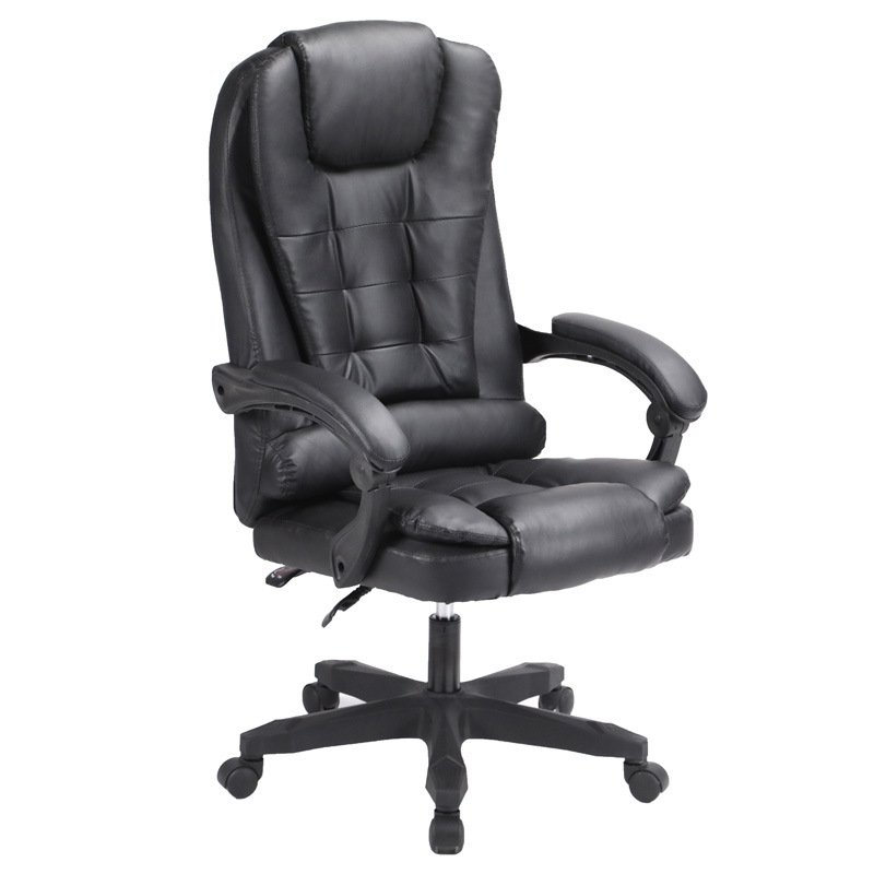 电脑椅家用办公椅可躺老板椅按摩搁脚升降转椅现代简约午休座椅子白底实物图