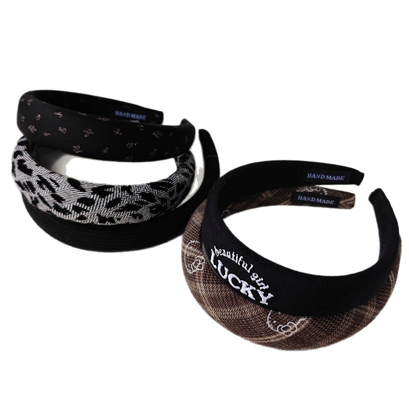 黑灰色系高颅顶发箍简约高级感气质头箍女外出时尚百搭发捆发卡批白底实物图