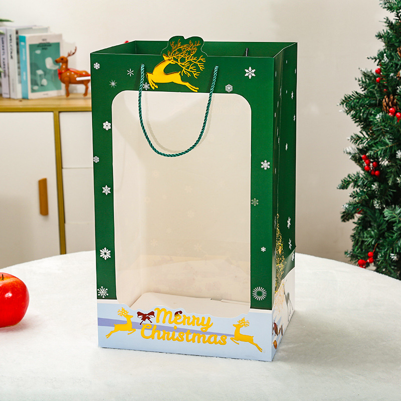 现货圣诞节手提袋 橱窗苹果礼品袋 平安夜礼物包装纸袋子包装盒详情图4