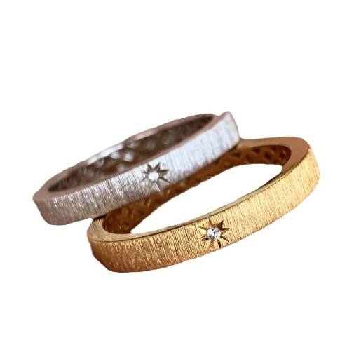 Vintage Chinese-style brushed octagonal ring, fashionable and high appearance level design, niche real gold electroplated index finger ring Item Picture