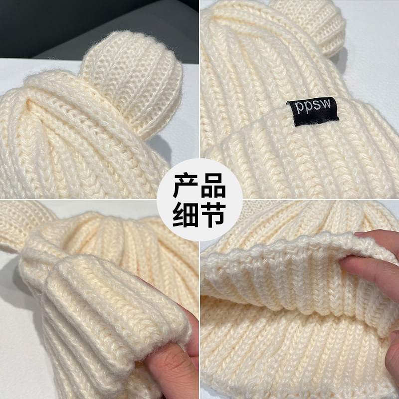 New Cute Bear Ear Woolen Hat Children Korean Version Of Face Small Knitted Hat Japanese Warm Earmuff Hat Application Scenario