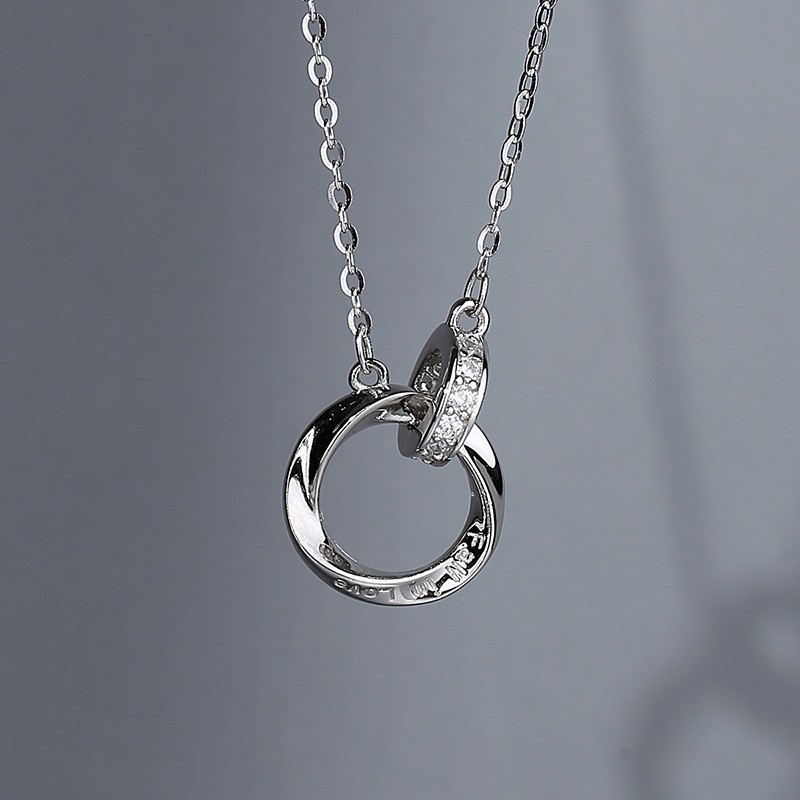 Pure silver 999 pure silver Mobius strip couple necklace, a light luxury and niche Qixi Festival gift, Shuibei is selling well