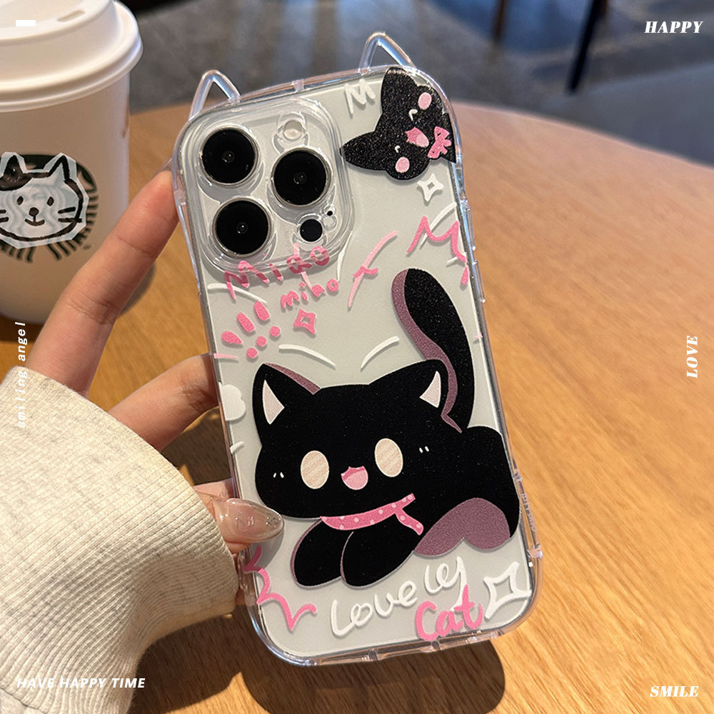 新款可爱惊吓猫适用苹果iphone16promax手机壳15iPhone透明保护套