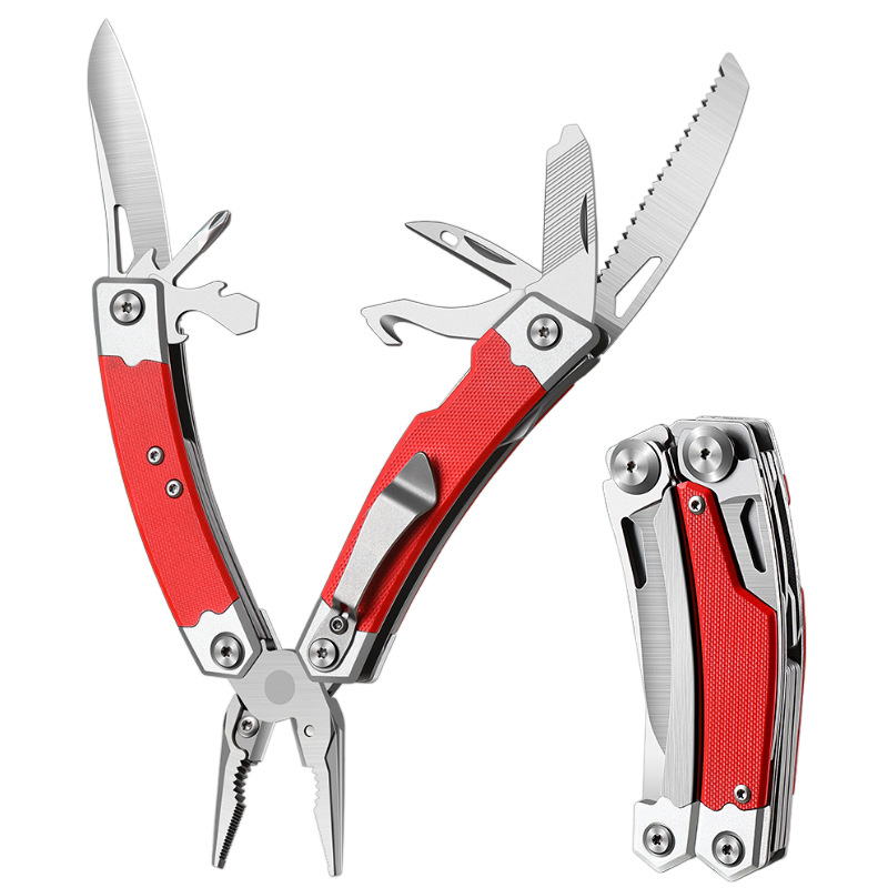 Outdoor multi-functional tool pliers, camping folding crimping pliers, stainless steel mini wire breaking and stripping combination knife pliers Item Picture