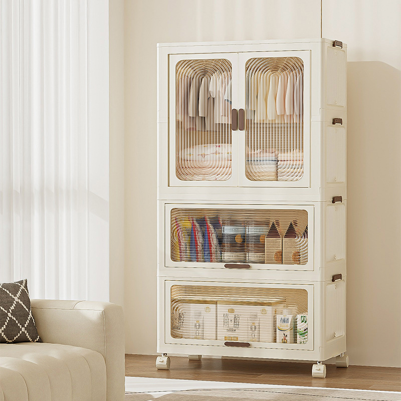 Simple Wardrobe Free Installation Of Storage Cabinet Children's Wardrobe Home Living Room Bedroom Multi-Function Dustproof Clothes Locker Specification drawing