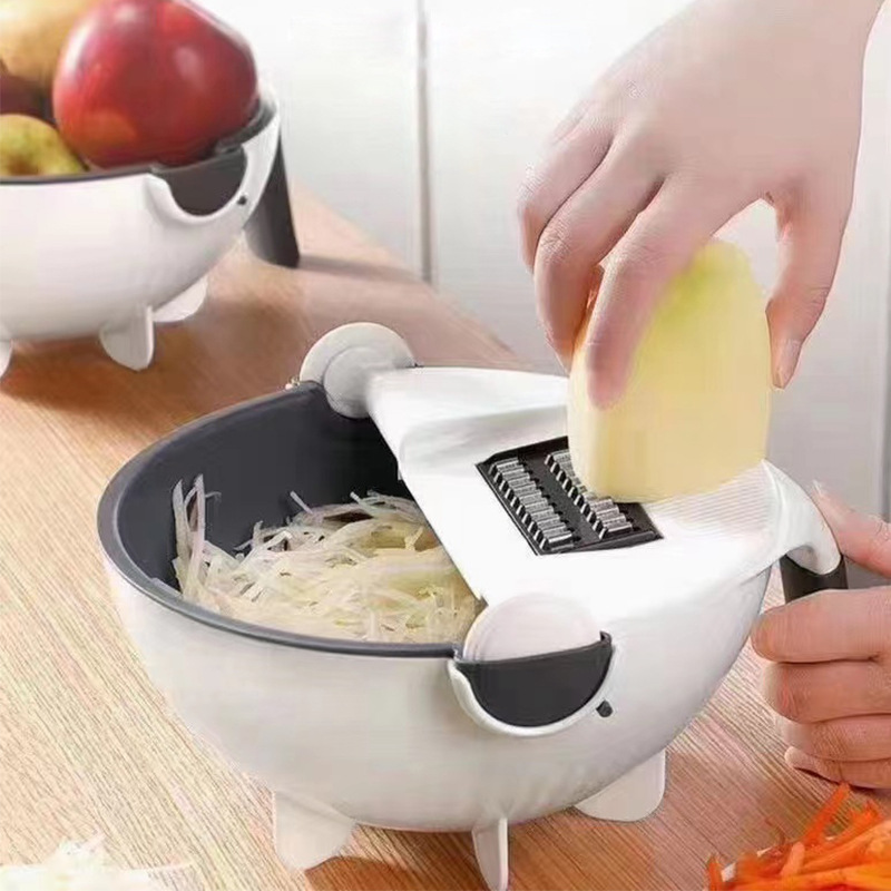 New double-layer kitchen grater and draining basket vegetable slicer