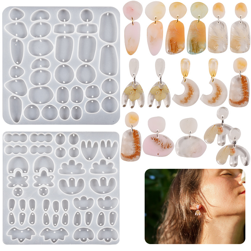 diy goteo de cristal gel perfilado oval goteo arco fantasma champiñón cabeza pendientes colgante llavero molde de silicona