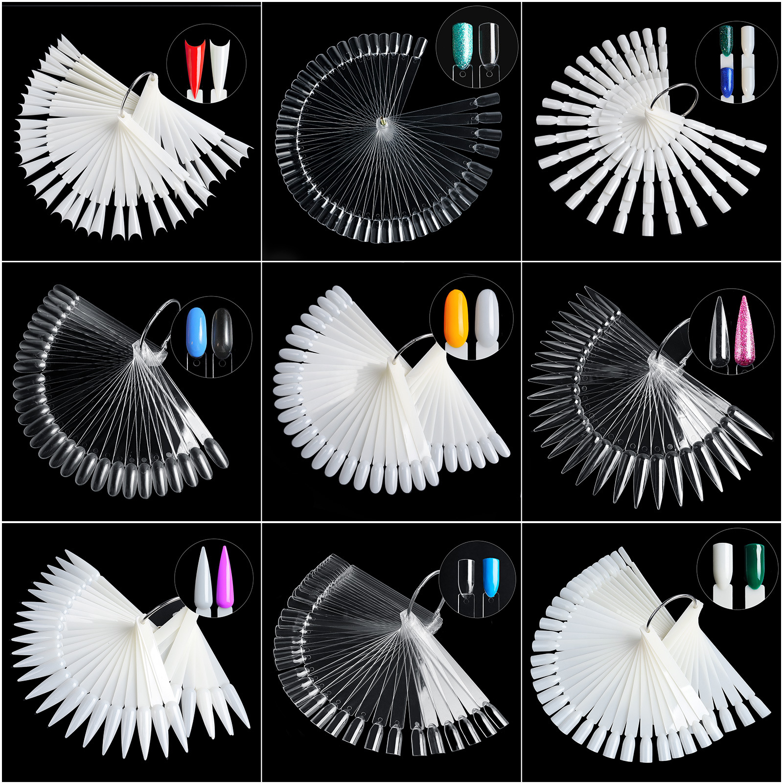 Nail art 50 color fan-shaped color card nail polish color board practice nail polish piece nail polish color display board factory wholesale
