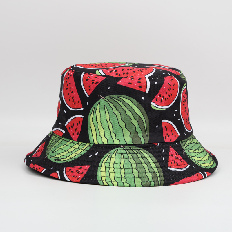 Cross-Border Amazon Geometric Rib-Shaped Retro Fisherman Hat European And American Printed Double-Sided Pot Hat Outdoor Shade Hat Specification drawing
