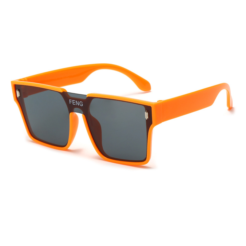 2023 New fashionable one-piece children's sunglasses, square-framed for boys and girls, Korean-style glasses, trendy and cool street style sunglasses Item Picture