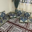 浩娜新疆哈萨克装饰褥子沙发垫民族风印花单面金丝绒抱枕套不含芯