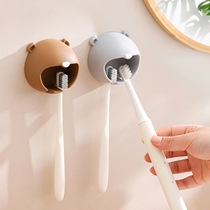 Bathroom perforation-free wall-mounted cartoon Bear toothbrush holder Children's dormitory Wall toothbrush Electric toothbrush holder