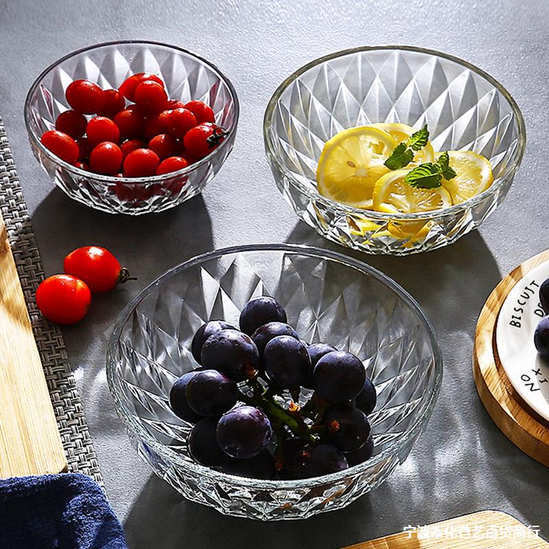 Transparent glass bowls and plates, household fruit salad bowls, individual ins student instant noodle heat-resistant bowls and tableware Specification image