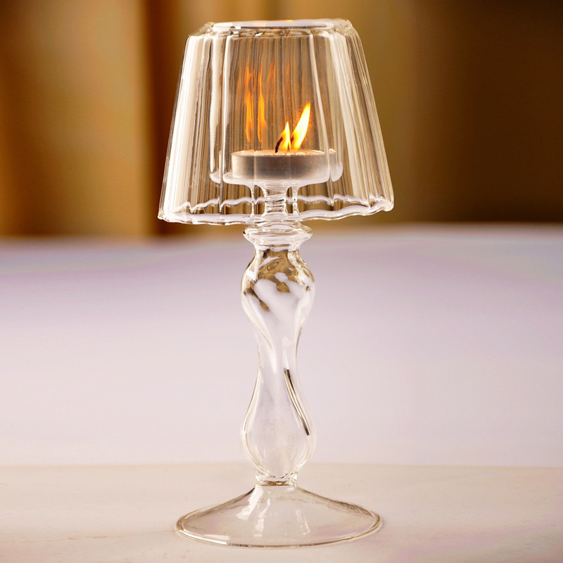 European Transparent Glass Table Lamp Shape Candlestick Wedding Home Creative Decoration