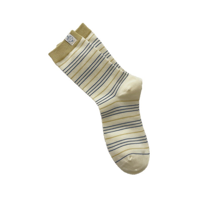 One-piece delivery service for spring and summer striped fabric label kitten socks, women's mid-calf socks, ins trendy Japanese style retro couple sports summer cotton socks Item Picture