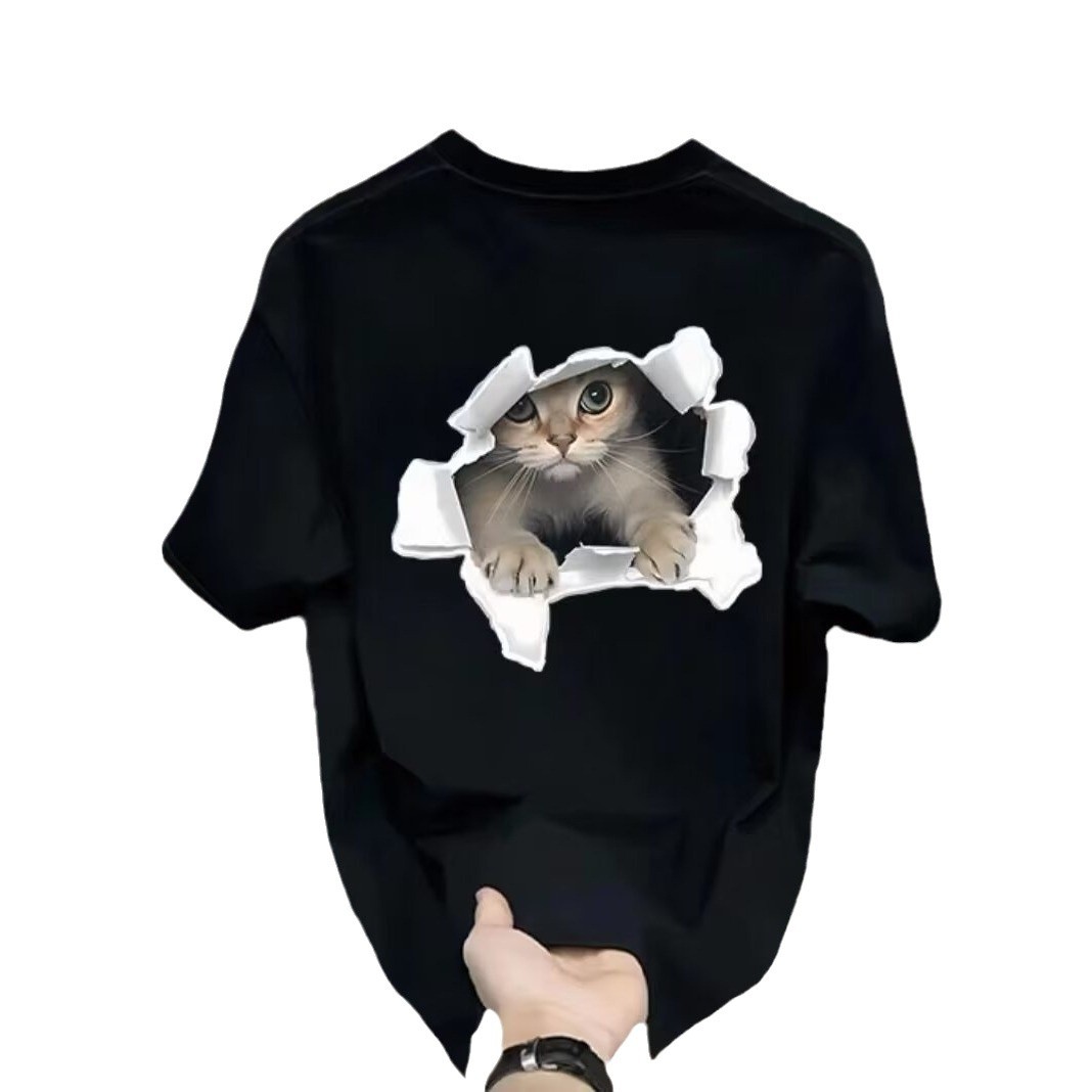 Men's short-sleeved T-shirt, men's clothing, Chinese trend loose, Korean style Hong Kong style men's T-shirt, trendy brand cross-border T-shirt, Xinjiang cotton short-sleeved Item Picture