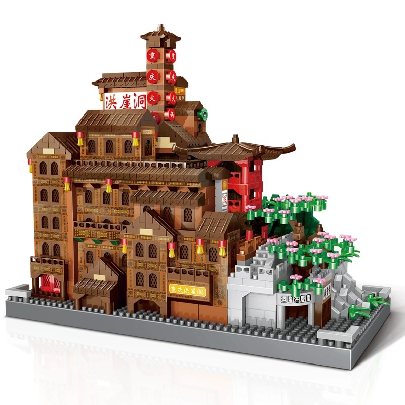 National trend decorative items, Hongyadong architectural assembly building blocks, educational toys, handcrafted 3D stereoscopic puzzle models, children's gifts Item Picture