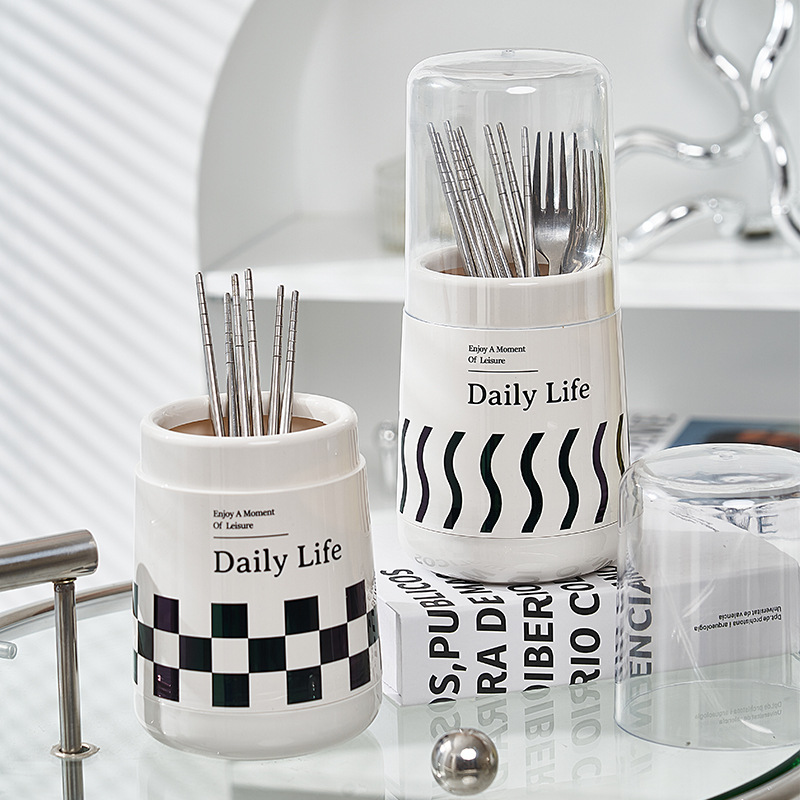 Household Light Luxury Ins Wind Round Wholesale Chopsticks Cage Kitchen Countertop Multifunctional Storage Rack Hanging Wall Chopsticks Rack details Picture