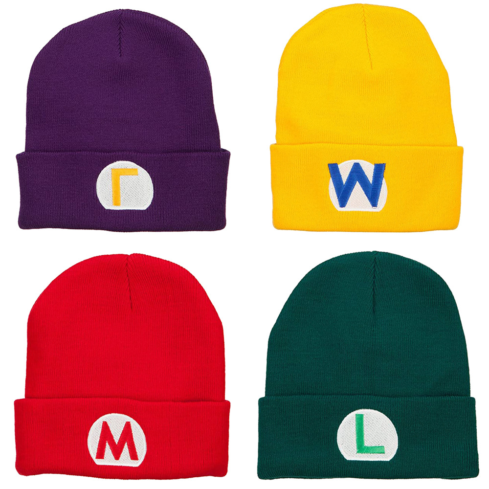 Cross-border Amazon selling Mario Bros. embroidered knitted cap anime cartoon Super Mario Pullover woolen hat