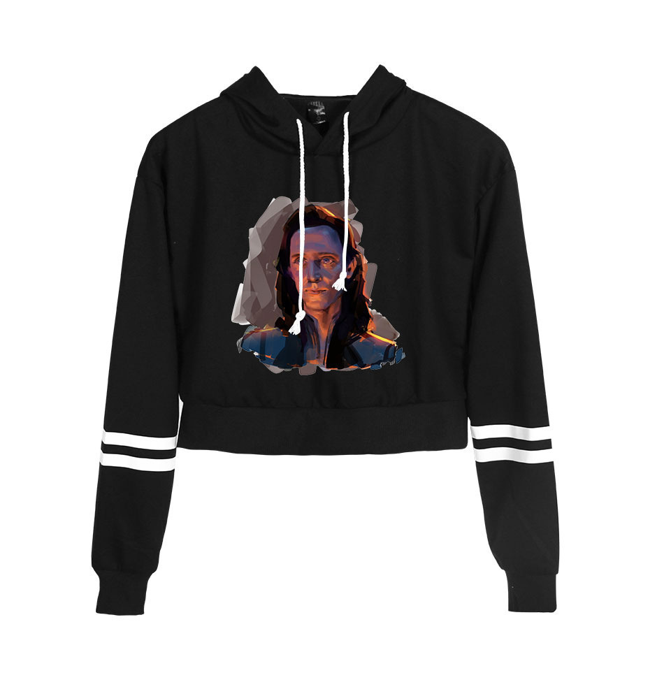 Peripheral printed casual girls' crop top hooded sweatshirt Specification image