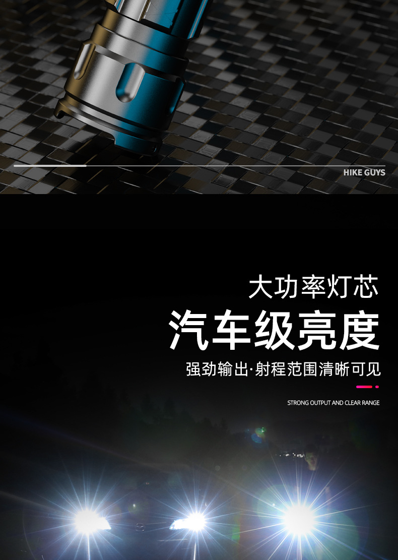 新款跨境USB充电圆激光强光铝合金P50手电筒伸缩迷你变焦远射户外详情2