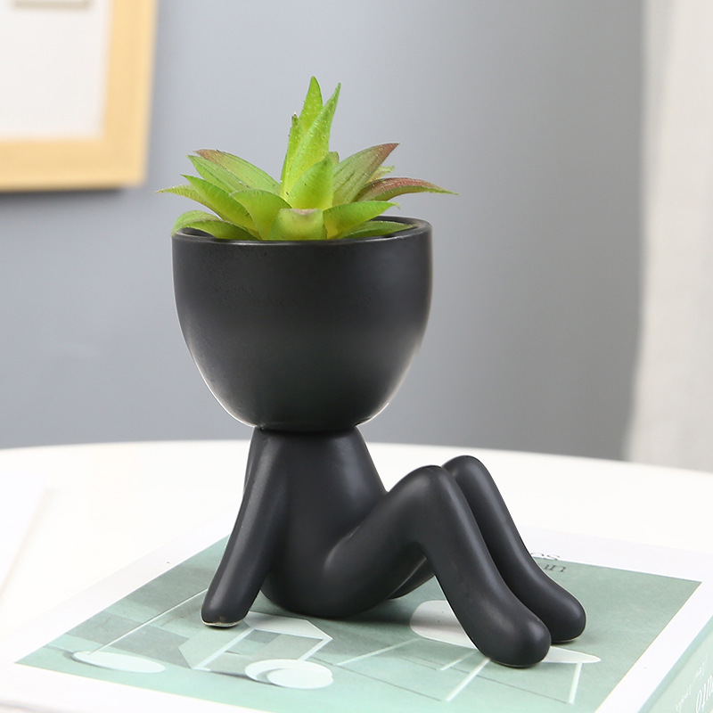 Nordic succulent plant flowerpots, succulent personalized and creative ceramic ornaments, simple office handicrafts, lazy person's potted plants Application Scenario