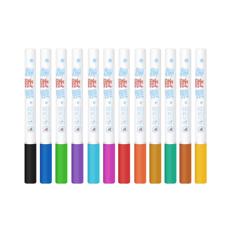 Popular children's drawing pens, round floating pens, Douyin and Kuaishou bestsellers, 8-color and 12-color water-based colorful easy-to-erase floating pens Item Picture
