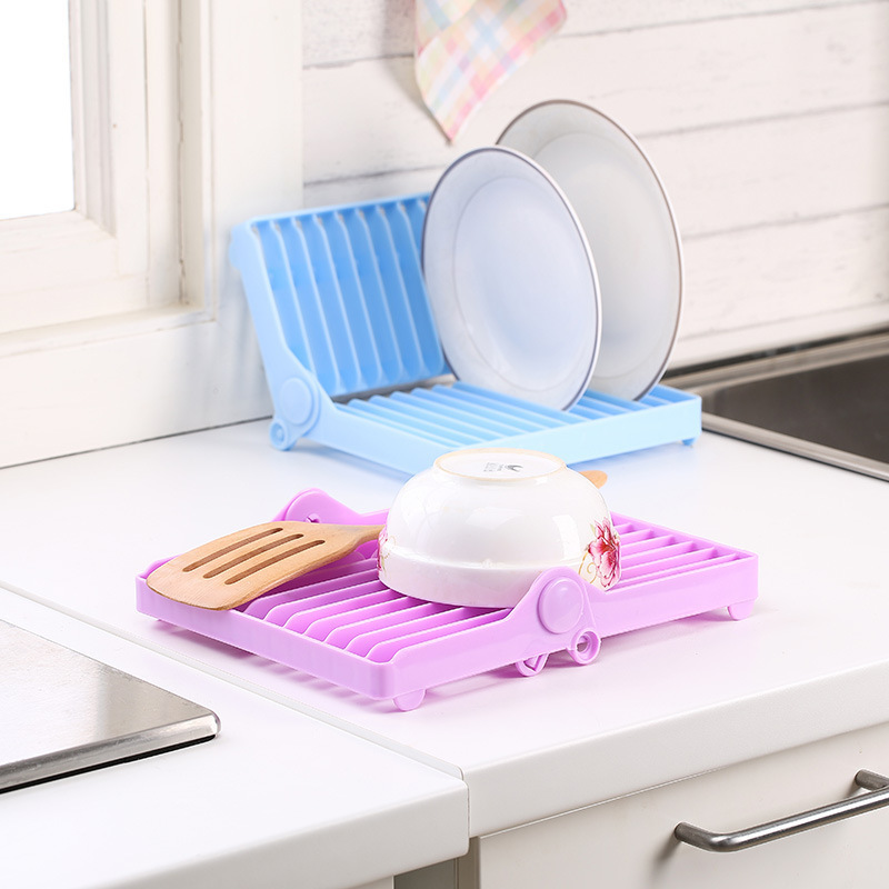 Collapsible plate storage rack