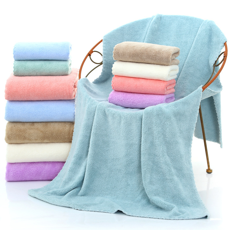 【 Chi Jia 】70*140cm Bath towel Coral Fleece Microfiber Beach Beauty towel LOGO Gift for Adults Absorbent Specification image