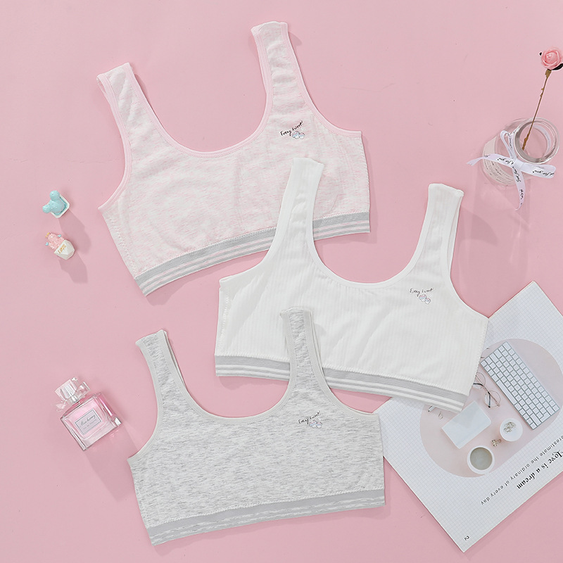 [Activity] Seamless girls underwear Pure cotton thin comfortable breathable fixed cotton pad anti-naked vest type student bra in stock details Picture