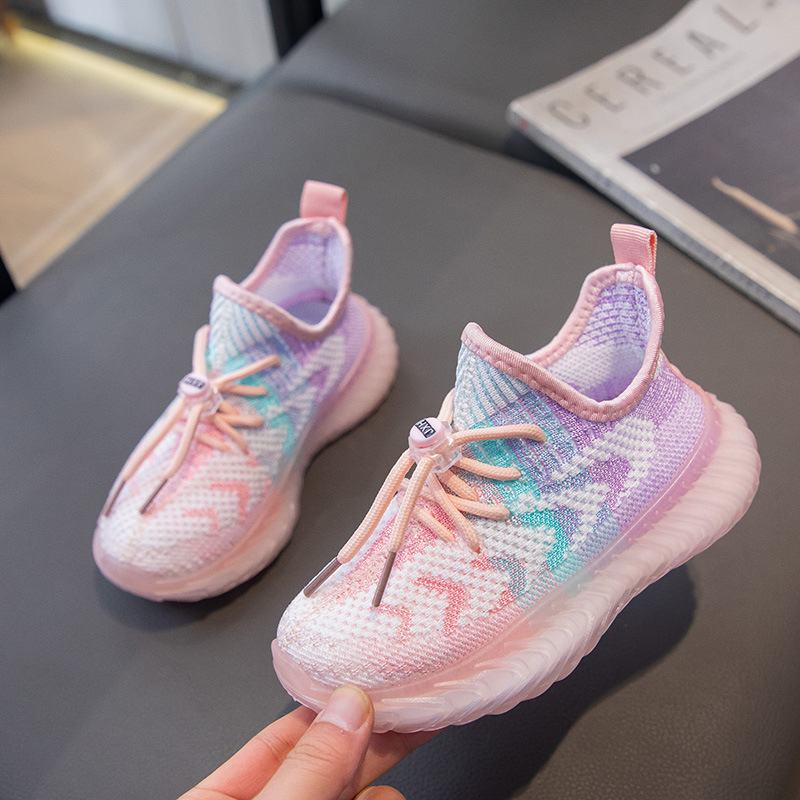 Spring And Autumn Children's Coconut Shoes Boys Breathable Net Shoes 2024 New Girls Sports Shoes Baby Flying Knitting Running Shoes details Picture