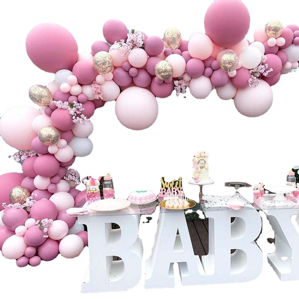 粉白色金属粉色气球链套装生日亮片气球套餐派对布置婚礼详情图5