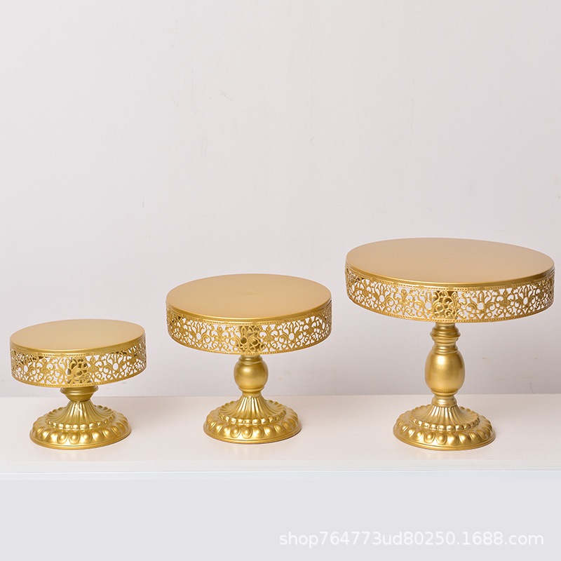 Gold Metal Iron Cake Stand / 3-Piece Cake Tray/Fruit Tray/Pastry Tray Wedding Decoration details Picture