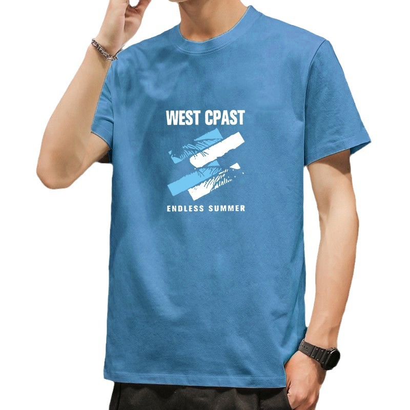 Summer men's wear letter round-neck short-sleeved T-shirt, men's T-shirt, fashionable short style, trendy and versatile, casual wear, men's T-shirt Item Picture