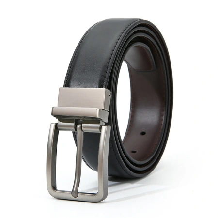 Men's belt with rotating pin buckle double-sided genuine leather belt, business casual youth pin buckle belt, cross-border new style Men's belt with rotating pin buckle double-sided genuine leather belt, business casual youth pin buckle belt, cross-border new style