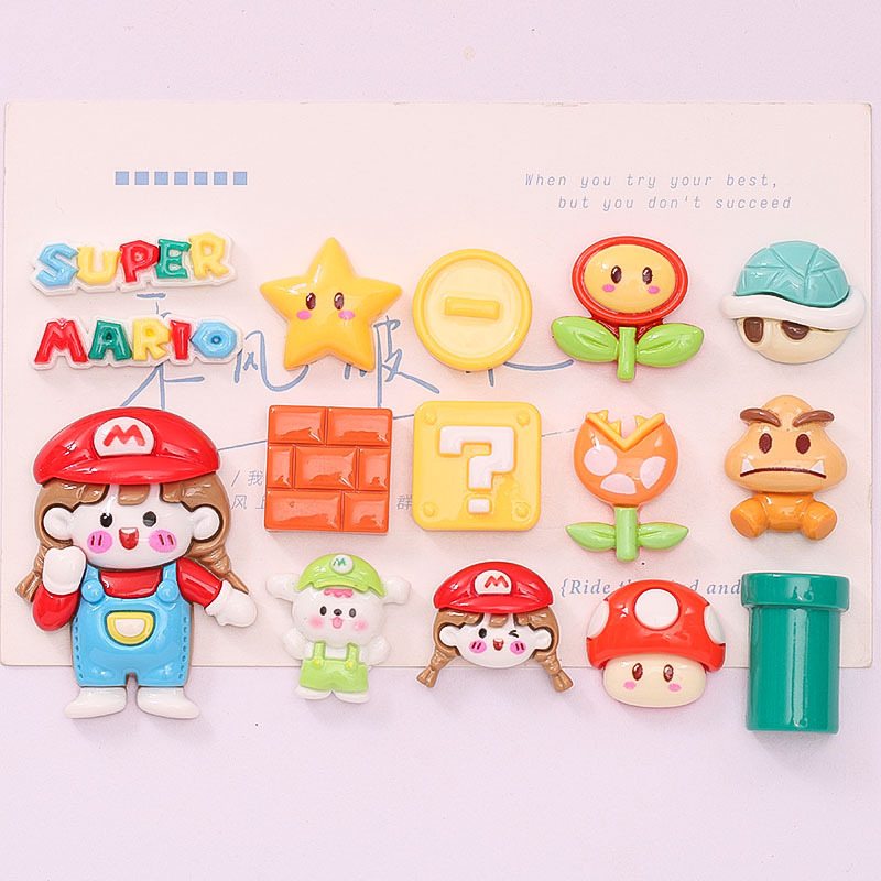 Classic Cartoon Game Mario Drag Diy Cream Glue Phone Case Headwear Resin Jewelry Accessories Wholesale details Picture