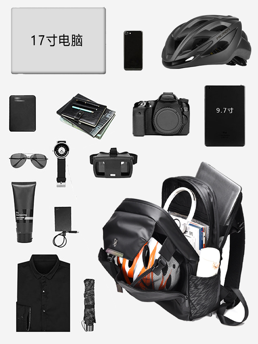 New cross-border travel backpack for men, large-capacity computer bag, multi-functional cycling backpack, waterproof details Picture