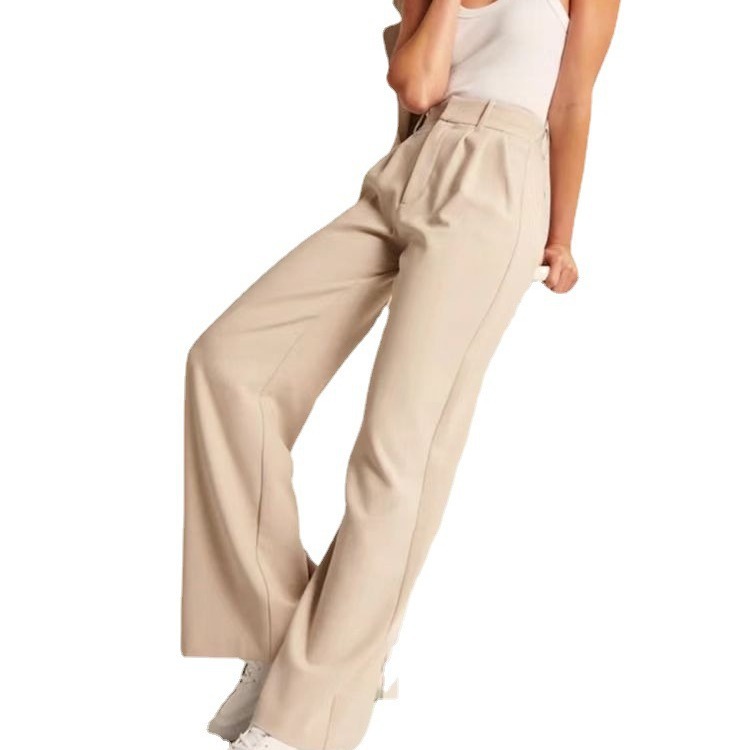 Amazon commuting high-waisted wide-leg pants with a slim drape and solid pockets are perfect for women. Wide-leg casual suit pants with a belt Item Picture